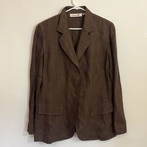Emmanuel Ungaro 14/48 Linen Blazer Chocolate Brown Pockets